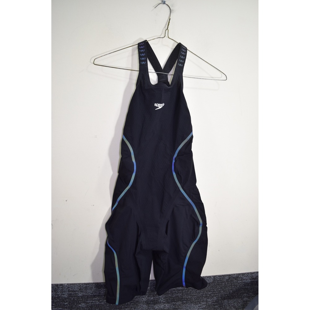 $479 Speedo Fastskin LZR Racer X GIRLS 25 Open Back Black Racing Swimsuit